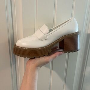 White retro platform clogs